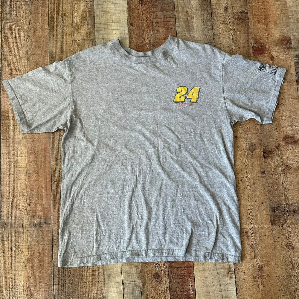 Jeff Gordon Chase Authentics NASCAR Gray T-Shirt Size L Cotton Graphic Tee